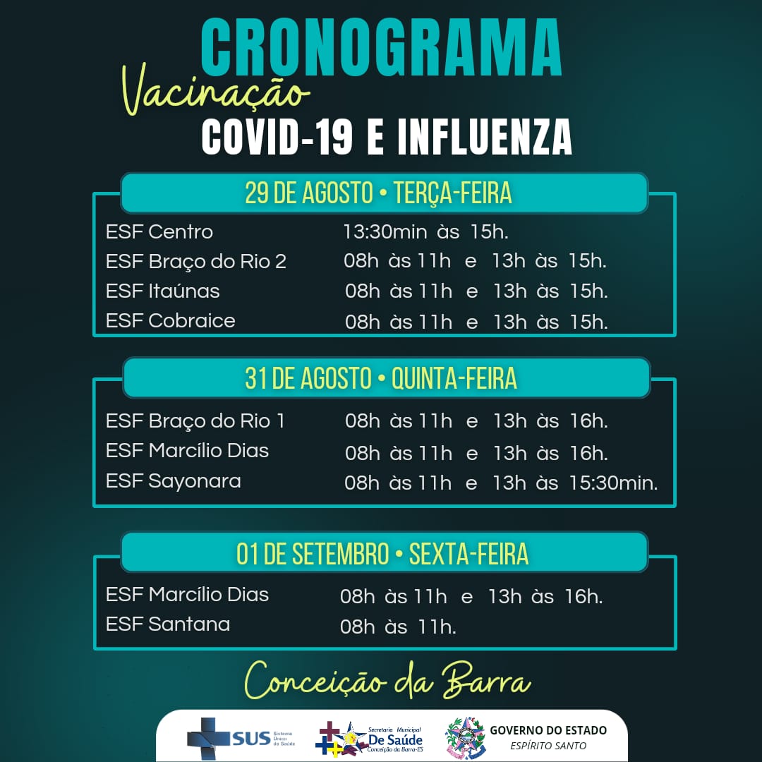 Cronograma Vacinação - Covid-19 e Influenza